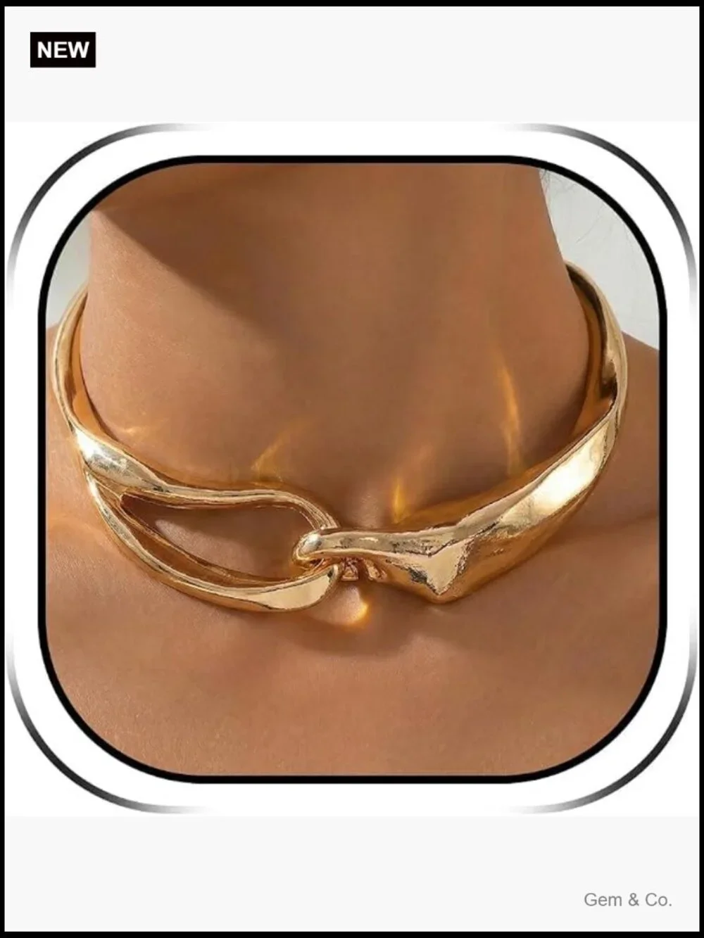 Chunky Gold Collar Necklace Statement Open Cuff Choker Jewelry Trendy Gift